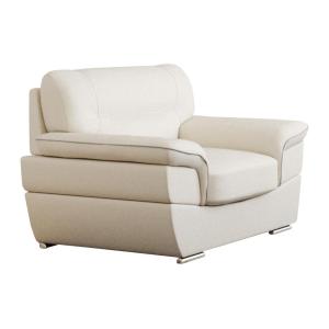 Fauteuil droit cuir ivoire