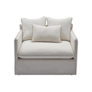 Fauteuil droit lin blanc