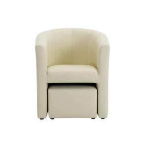 Fauteuil droit simili cuir beige