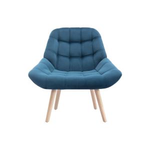 Fauteuil droit velours bleu canard