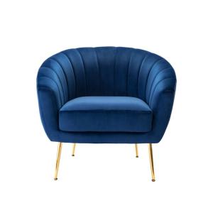 Fauteuil droit velours bleu roi