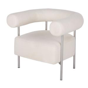 Fauteuil écru et acier chromé