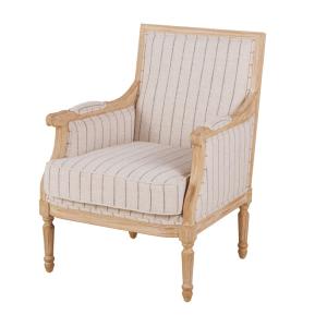 Fauteuil effet lin motifs à rayures beiges
