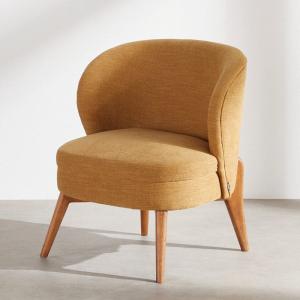 Fauteuil effet lin ocre