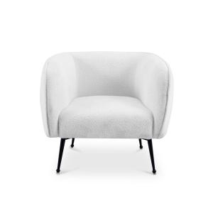 Fauteuil  effet peau de mouton blanc piètement en métal noi…
