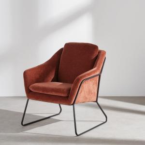 Fauteuil effet velours auburn