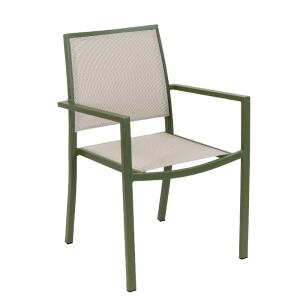 Fauteuil empilable à accoudoir aluminium/métal kaki 58x55x8…