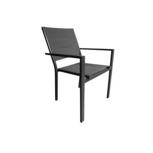 Fauteuil empilable en textilène aluminium gris clair 55x62x…