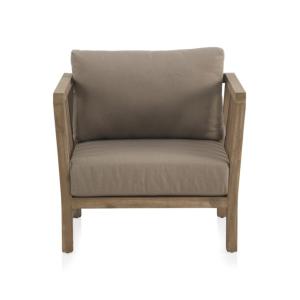 Fauteuil en acacia avec coussins taupe