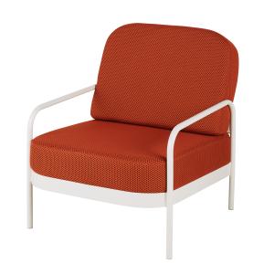 Fauteuil en acier crème et tissu recyclé coloris rouille
