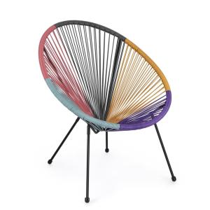 Fauteuil en acier et fibre synthétique multicolore