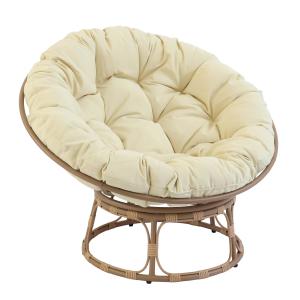 Fauteuil en acier et rotin synthétique avec coussin blanc