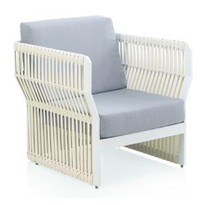 Fauteuil en aluminium et fibre synthétique blanche avec cou…