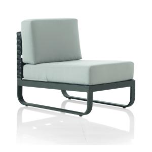 Fauteuil en aluminium et fibre synthétique marron coussins…