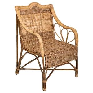 Fauteuil en bambou et rotin marron 64x48x99h