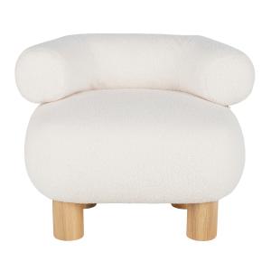 Fauteuil en bois de chêne, peuplier et bouclettes blanches