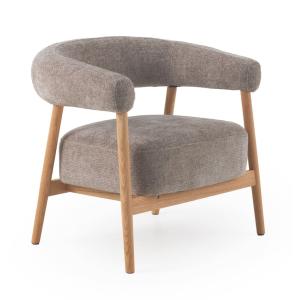 Fauteuil en bois de chêne tapissé en taupe