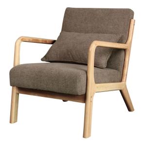 Fauteuil en bois naturel et tissu Trendy Taupe