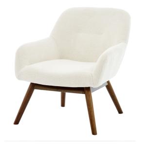 Fauteuil en bois patiné noyer et tissu Trendy Beige