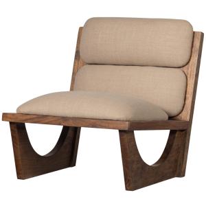 Fauteuil en bouclé et bois beige
