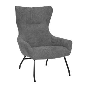 Fauteuil en bouclettes gris et pieds en métal noir