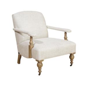 Fauteuil en chêne massif et lin beige