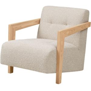 Fauteuil en chêne massif et tissu beige