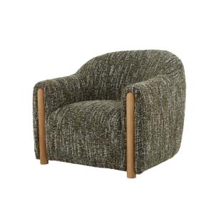 Fauteuil en chêne massif et tissu vert forêt