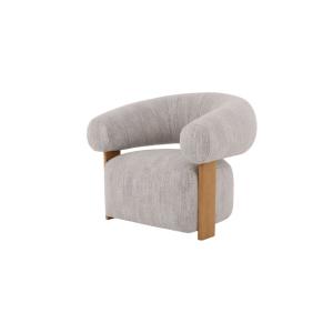Fauteuil en chêne massif tissu gris clair
