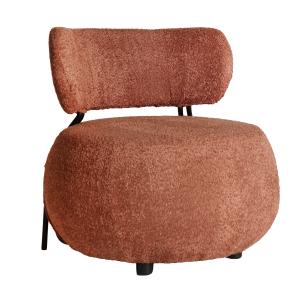 Fauteuil en coton bouclé bordeaux 75x76x76 cm