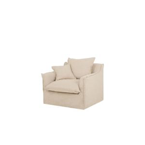 Fauteuil en coton et lin déhoussable beige 100x90cm