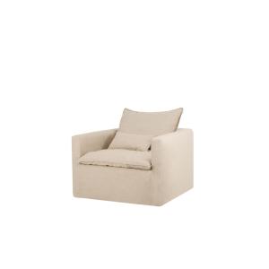 Fauteuil en coton et lin déhoussable beige 109x96cm