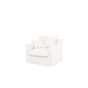 Fauteuil en coton et lin déhoussable blanc 100x90cm