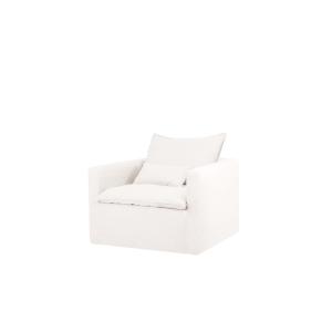 Fauteuil en coton et lin déhoussable blanc 109x96cm