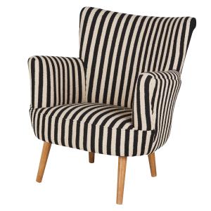Fauteuil en coton motif à rayures noir et blanc