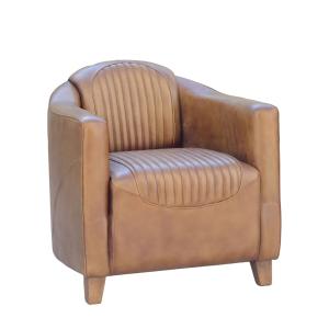 Fauteuil en cuir beige