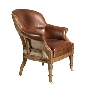 Fauteuil en cuir brun cognac
