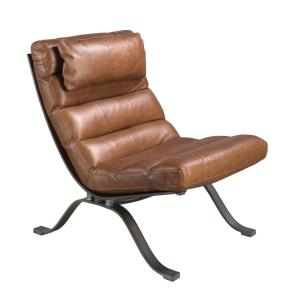 Fauteuil en cuir brun foncé