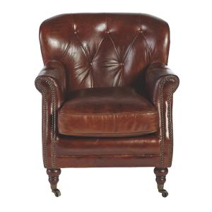 Fauteuil en cuir chocolat L69 cm - Marron