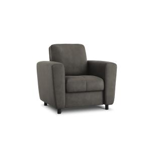 Fauteuil en cuir véritable gris foncé