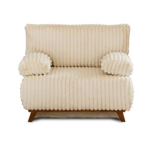 Fauteuil en fausse fourrure côtelée beige