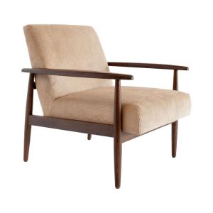 Fauteuil en frêne et velours côtelé beige