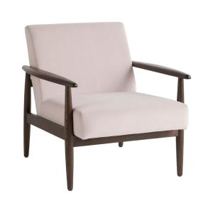 Fauteuil en frêne et velours nude