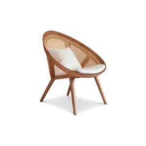 Fauteuil en frêne massif et osier beige