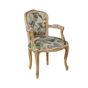 Fauteuil en hévéa et tissu à motifs