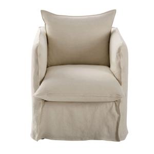 Fauteuil en lin supérieur beige