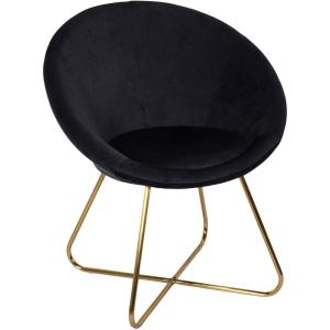 Fauteuil en métal et tissu effet velours Karl noir
