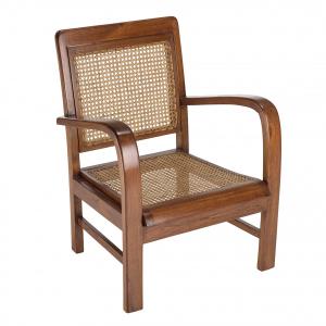 Fauteuil en mindi et cannage bois foncé