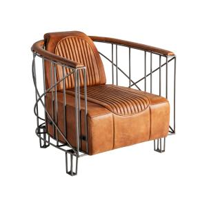 Fauteuil en peau marron 71x76x73 cm