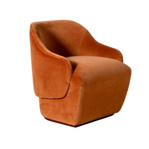 Fauteuil en pin et velours brique